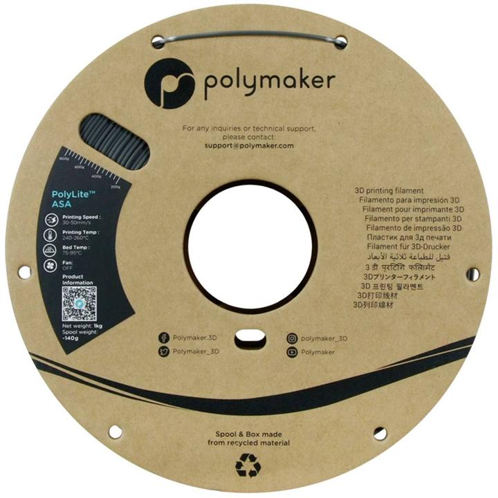 Produktbild Polymaker PF01037 Dark Grey Filament ASA UV-beständig, witterungsbeständig, hitz (ASA, 1.75 mm, 1000 g, Grau)