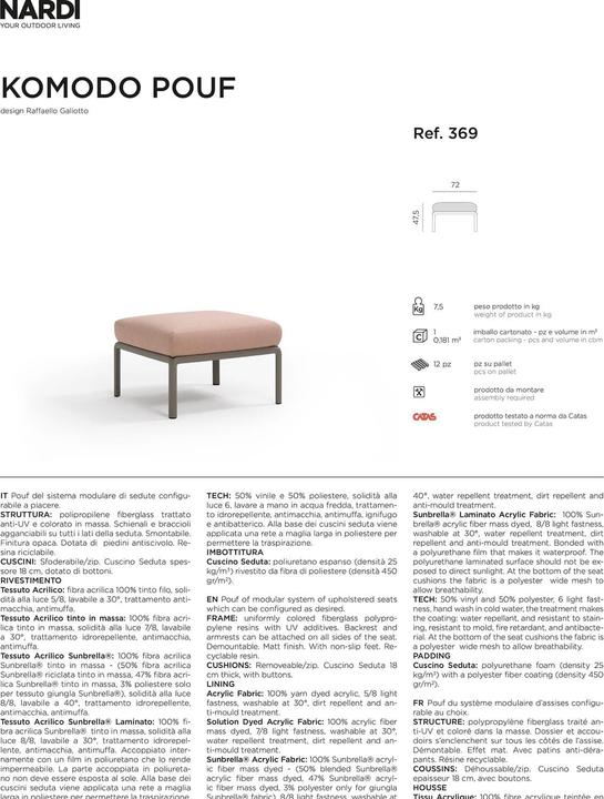 Produktbild Nardi Komodo Pouf Sunbrella