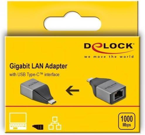 Produktbild Delock USB Type-C™ Adapter zu Gigabit LAN 10/100/1000 Mbps (USB-C, RJ45 (1x))