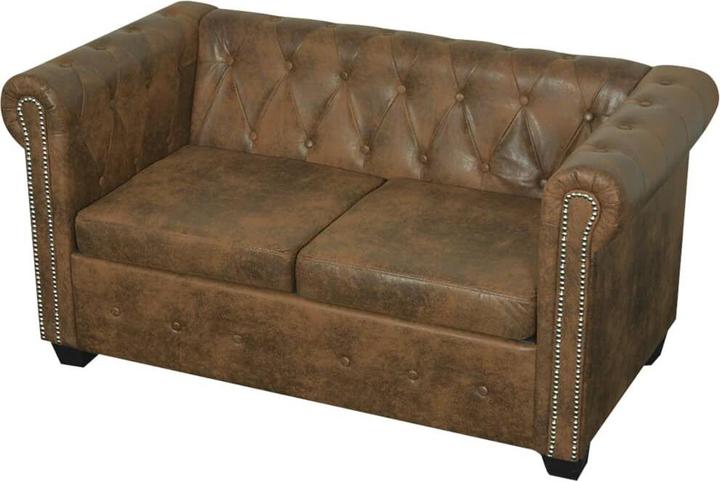 Produktbild VidaXL Chesterfield-Sofa 2-Sitzer Braun Kunstleder (2-Sitzer)