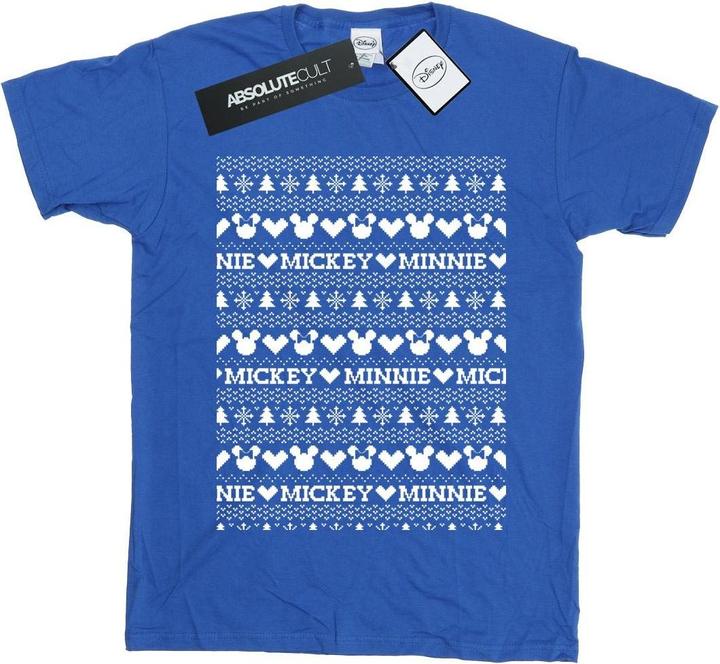 Disney Mickey And Minnie Christmas Fair Isle TShirt (S)