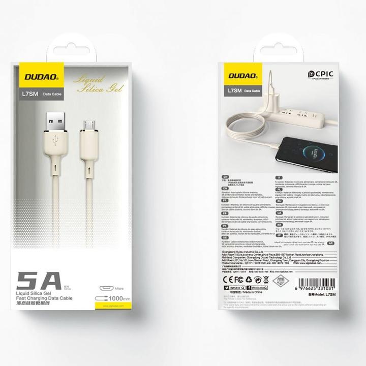Actual product image Dudao L7SM USB-A - micro USB cable 5A 1m - beige (1 m)