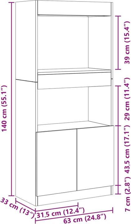 Actual product image VidaXL Louiza (63 x 33 x 180 cm)