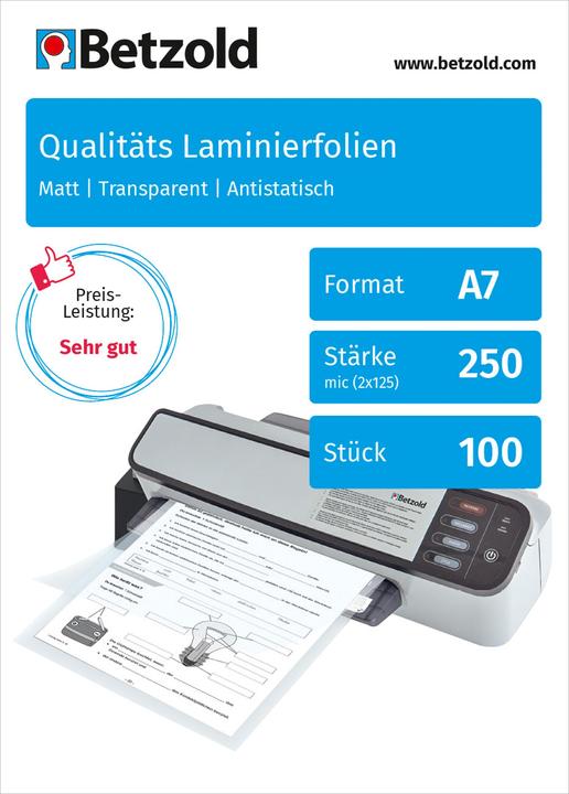 Produktbild Compra 100 Laminierfolien im A7-Format (A4, 100 Stück, 250 µm)