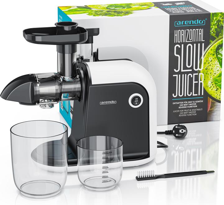 Actual product image Arendo Slow Juicer 150 W, vegetable & fruit juicer electric, stainless steel, 700ml juice jug 1.5l waste