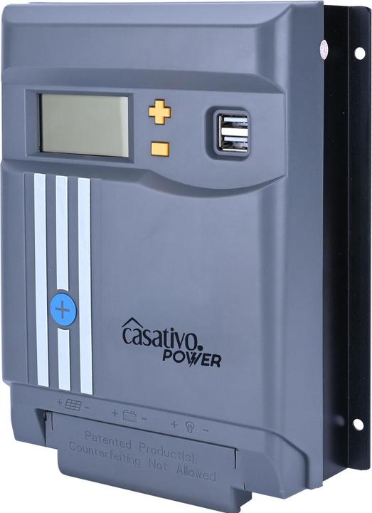 Actual product image Casativo MPPT solar charge controller for 12/24V battery, 40A, incl. 2 USB-A ports, LCD display