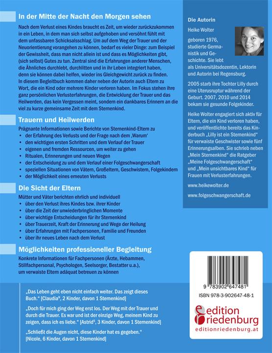 Produktbild Mein Sternenkind - Begleitbuch für Eltern, Angehörige und Fachpersonen nach Fehlgeburt, stiller (Deutsch, Heike Wolter, 2017)