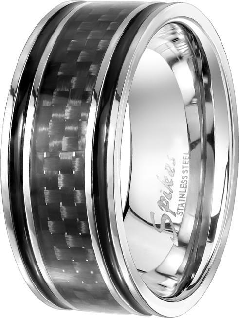 Star Piercing Ring silber mit schwarzem Carbon (Chirurgenstahl 316L, ohne Messing)