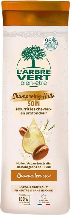 Image du produit L'arbre vert Shampoo écologique à l'Huile d’Argan & extraits de fleurs de Tilleul (250 ml, Shampoing liquide)