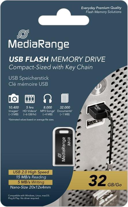 Produktbild MediaRange USB Nano-Speicherstick (32 GB, USB-A)