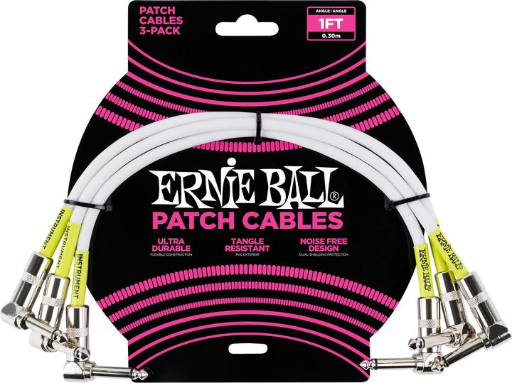 Produktbild Ernie Ball Patch-Kabel 6055 3er Pack – 0.3 m, Weiss (0.30 m)