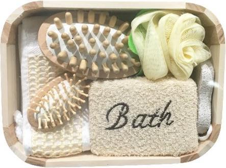 Image du produit Bekos Set de bain bien-être 7 pièces en matériaux naturels - jaune vanille (Set soin du corps)