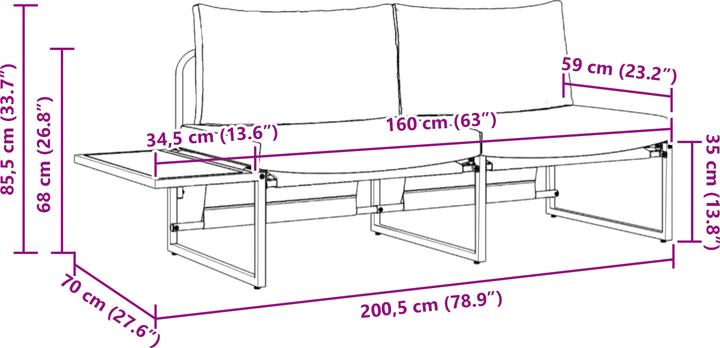 Produktbild VidaXL 2-Sitzer Garten-Sofa mit Taupe-Kissen