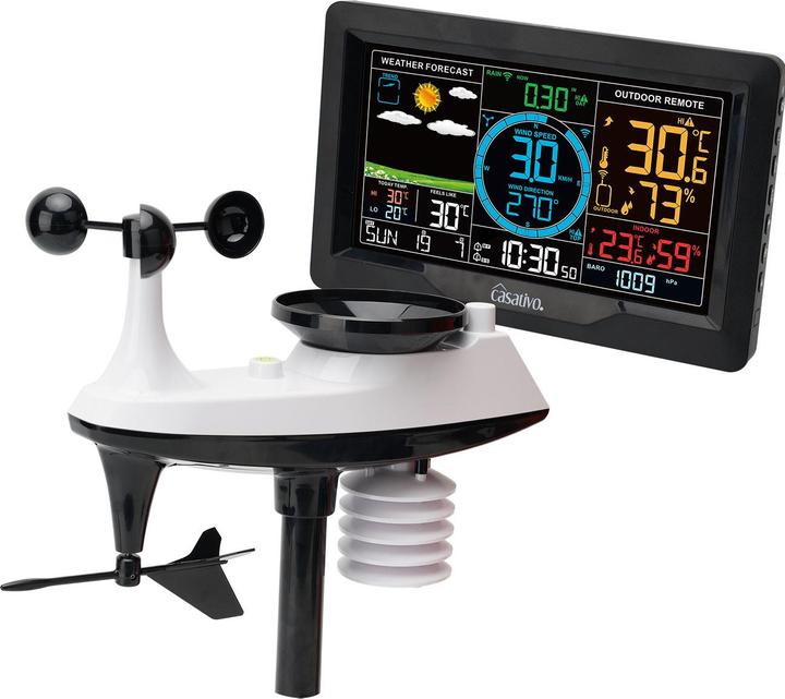Produktbild Casativo Professionelle Funk-Wetterstation mit 5in1 Aussensensor, XL-Farbdisplay