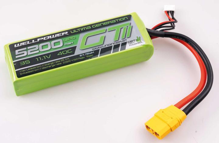 Actual product image Wellpower LIPO AKKU ULTIMA GT II 5200 MAH / 11,1 Volt 3S 40/80C CH5/8 XT-90 (11.10 V, 5200 mAh)