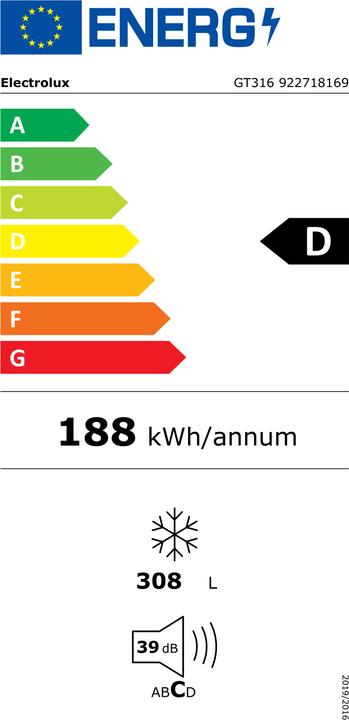 Energy Label Electrolux GT316 (Stand-alone, 308 l)