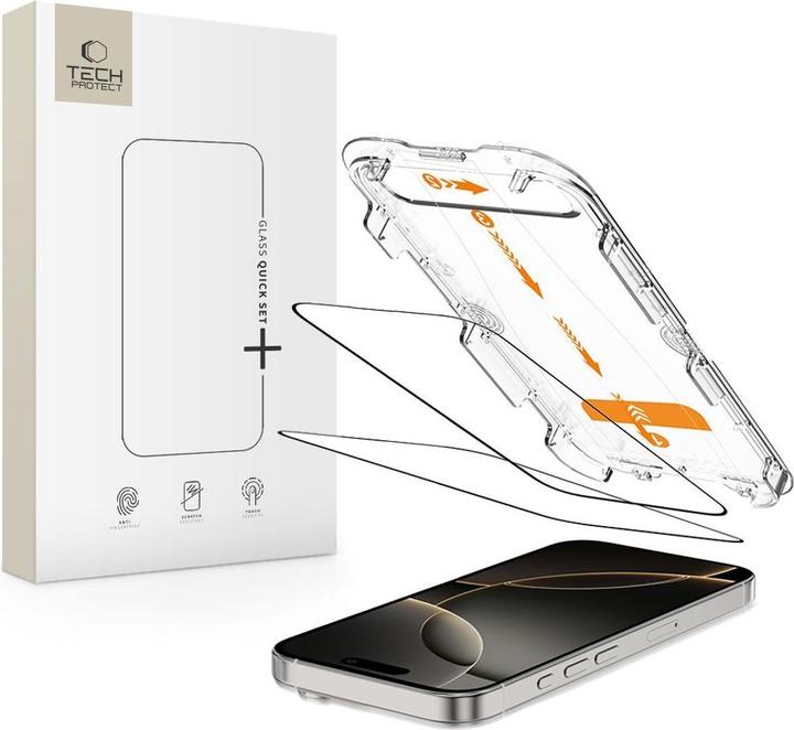 Actual product image Tech-Protect Quick Set+ 2er-Pack Panzerglas für iPhone 16 Pro (1 Piece, Apple iPhone 16 Pro)