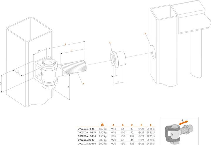 Produktbild Locinox Anti-Sabotage Torband G90Z-B-M16-65-02 (Lochbandeisen, 2 Stk.)
