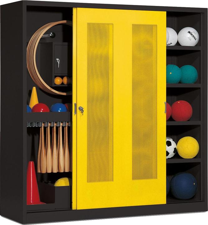 Actual product image C+P Sports equipment locker (HxWxD: 195x190x60 cm, with perforated sliding doors, type 5)