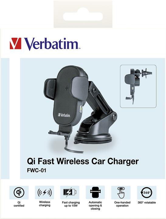 Immagine prodotto Verbatim Fast Qi Fast Wireless Car Charger USB-C 15W FWC-01