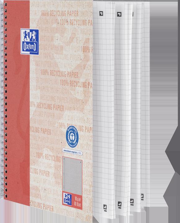 Actual product image Oxford RECYCLING - college notepad squared (A5+, Checked, Soft cover)