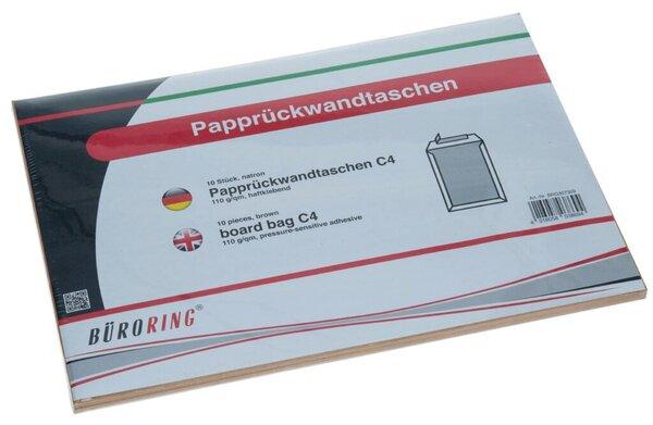 Produktbild Büroring Versandtasche DIN C4, ohne Fenster, haftklebend, Papprückwand, 110g/qm, natronbraun, 10 Stück (10 x)