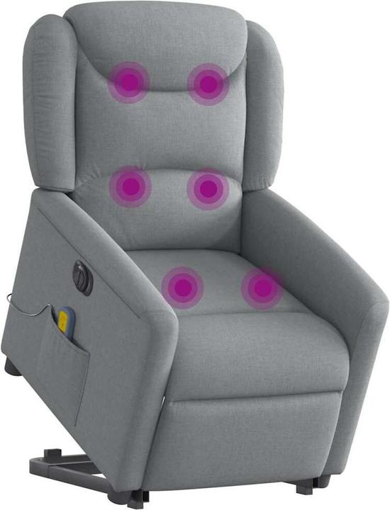 Immagine prodotto VidaXL Poltrona massaggiante elettrica con ausilio per la posizione eretta Tessuto grigio chiaro