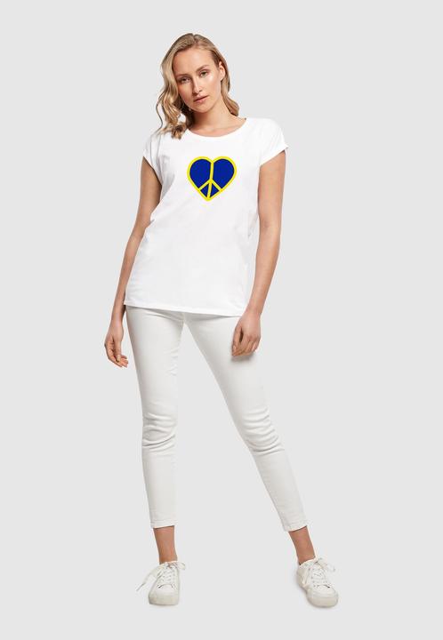 Produktbild Merchcode Ladies Peace - Heart Peace Extended Shoulder T-Shirt - 161405 (M)