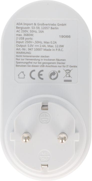 Produktbild Goobay Steckdose mit 2x USB-Port, 2,0A Schutzkontaktsteckdose 16A (3500 W)