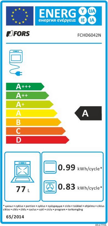 Energy Label Fors Cooker EURO, stainless steel FCHD6042ES stainless steel