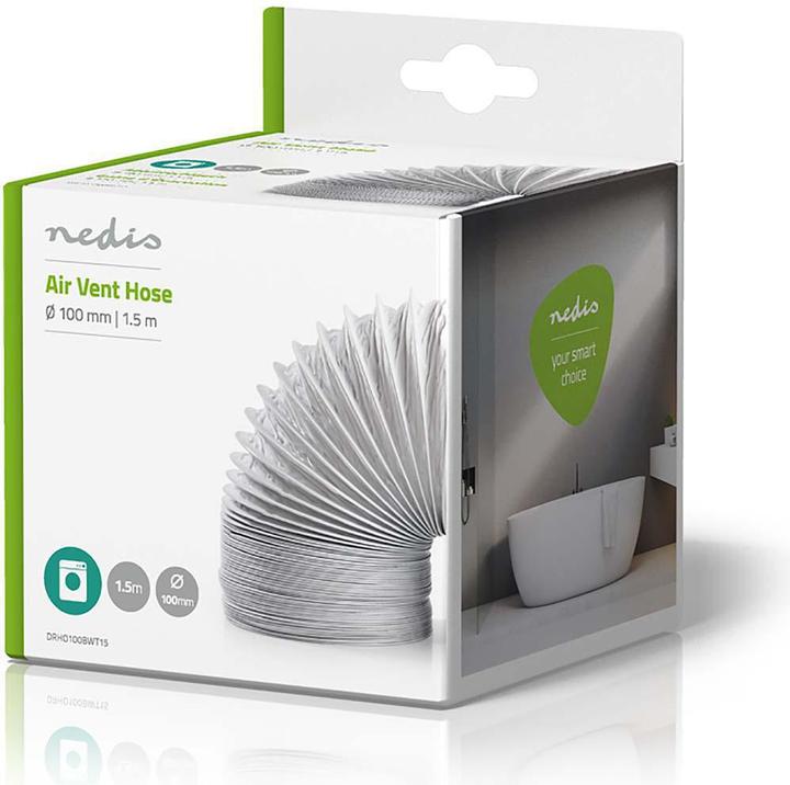 Image du produit Nedis Tuyau d'évacuation d'air PVC | 100 mm | 1,50 m | Convient pour : Ventilation d'air / Sèche-linge |
