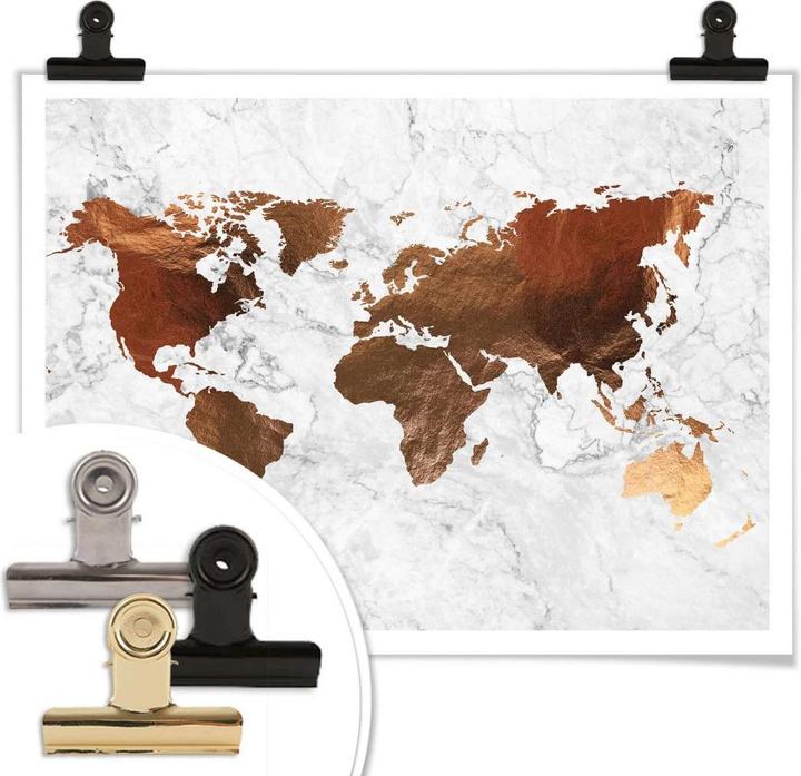 Actual product image Trenddeko Copper optics - world map (80 x 100 cm)