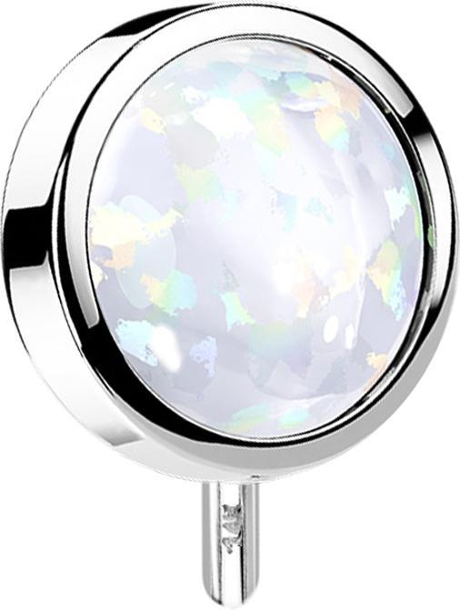 Actual product image Star Piercing Threadless disc 14k white gold front with white opal (14k gold, without brass)