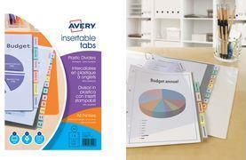 Image du produit Avery Intercalaires à onglets, 6 touches, PP, transparent dimensions : A4, couleur touches assorti, 180