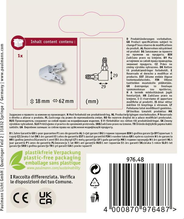 Image du produit Paulmann Connecteur URail L