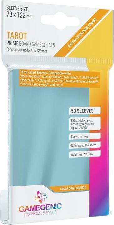 Actual product image Gamegenic GGS10041 - Prime Tarot-Sized Sleeves 73 x 122 mm - Transparent (50 Sleeves)