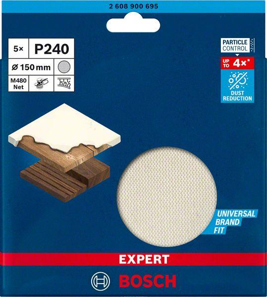 Produktbild Bosch Professional Zubehör EXPERT M480 Schleifnetz für Exzenterschleifer, 150 mm, G 240, 5 Stück (240)