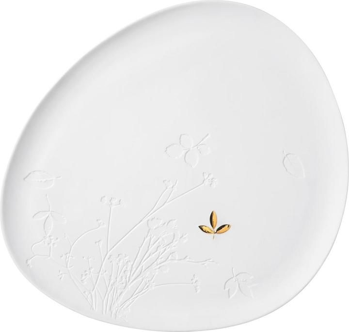Räder 14133 ZUHAUSE - Teller - Porzellanteller - Blatt - weiss/Gold - Porzellan - 34x30x1,5cm