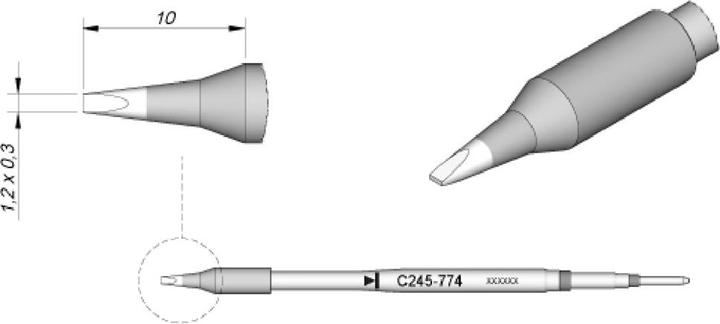 Produktbild JBC Lötspitze Serie C245 Meisselform, C245774/1,2 x 0,3 mm, gerade