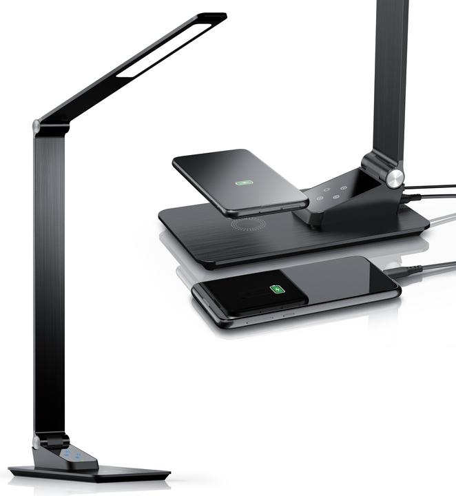 Brandson Schreibtischlampe Metall-Design, USB Ladeanschluss, kabelloses Laden wireless Charging, Dimmfunktion (500 lm)