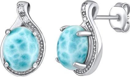 Silvego Silver earrings with natural Larimar JST14811LR