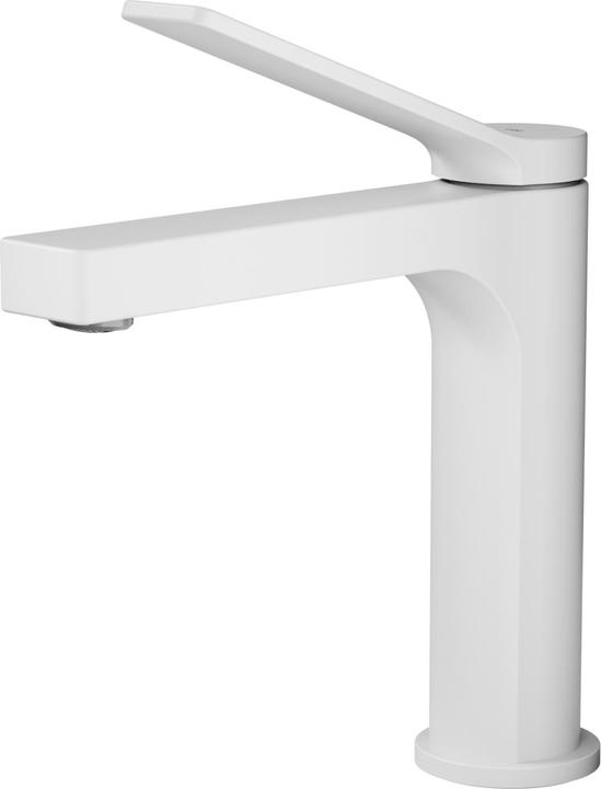 Emke Water tap, basin mixer, mixer tap washbasin, white matt, 90mm hoses, ceramic cartridge
