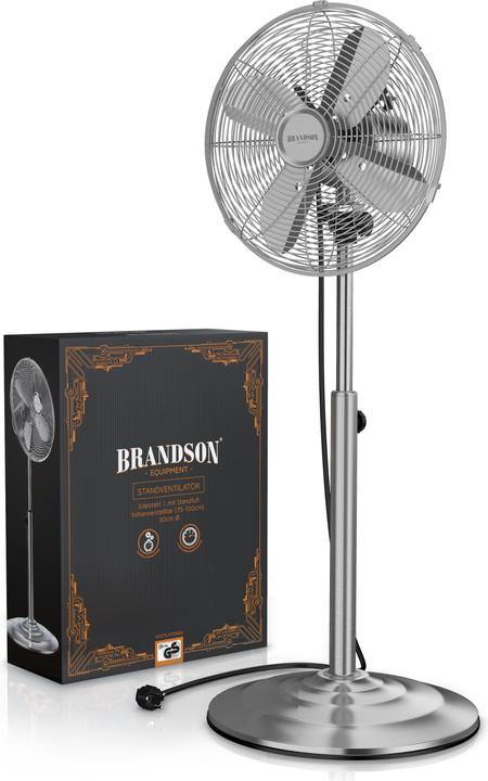 Image du produit Brandson Ventilateur sur pied 34cm Ø, oscillation 80°, inclinable 30°, 35W, ventilateur sur pied, argenté (54 dB)