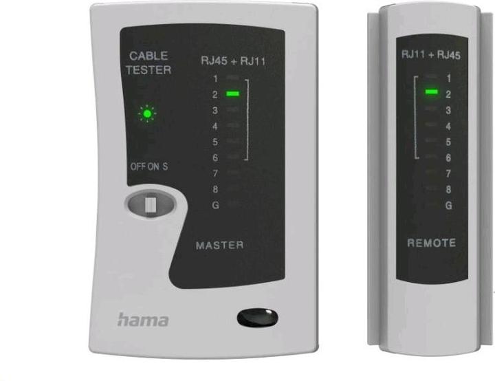 Produktbild Hama Netzwerkkabel-Tester, Leitungsprüfgerät für 8p8c (RJ45), 6p6c oder 6p4c (Messleitung)