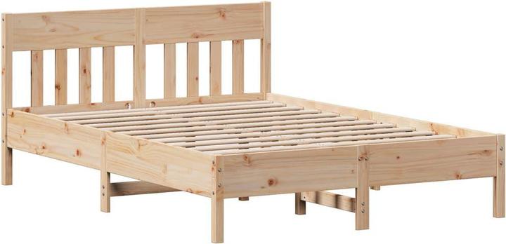 Actual product image VidaXL Solid wood bed Wooden bed Bed with shelf without mattress 160x200cm pine (160 x 200 cm)