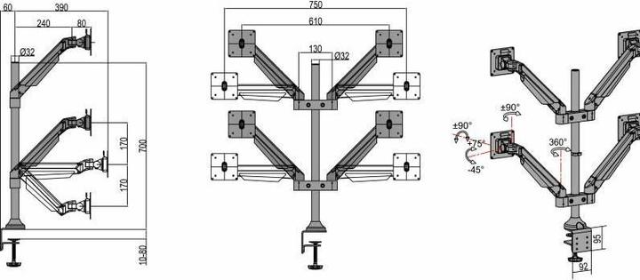 Immagine prodotto Multibrackets MB Braccio di sollevamento a gas HD (Tavolo, 32")