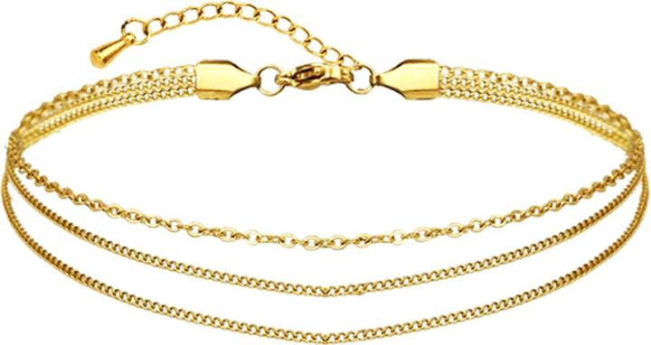 Immagine prodotto Star Piercing Fusskette vergoldet Kugeln zwei und Basic (senza ottone, Acciaio chirurgico 316L, 26 cm)