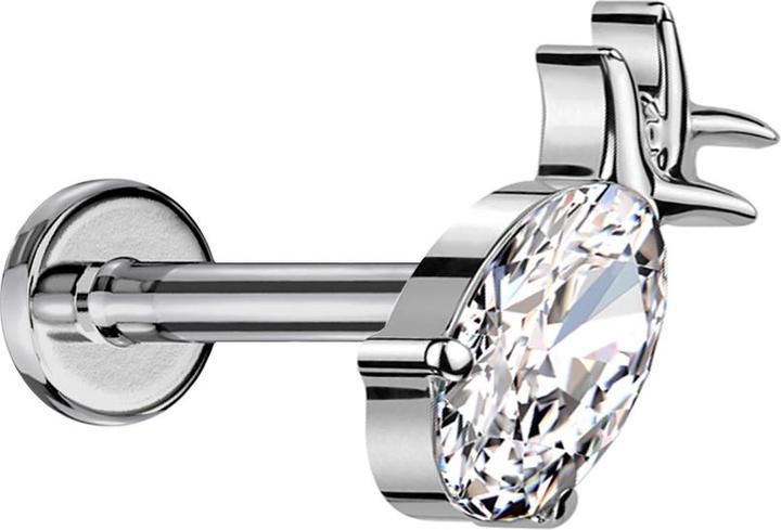 Star Piercing Micro Labret Innengewinde silber Ananas silber Kristall silber (Titan G23, ohne Messing)