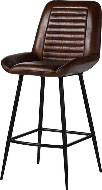 Floki24 Barhocker IRON LABEL, Echtleder & Stahl, 52x57x108 - braun