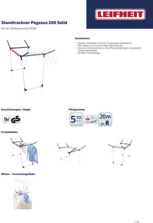 Immagine prodotto Leifheit Pegasus 200 Solido (20 m)